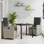Tuin eettafelset poly rattan lichtgrijs