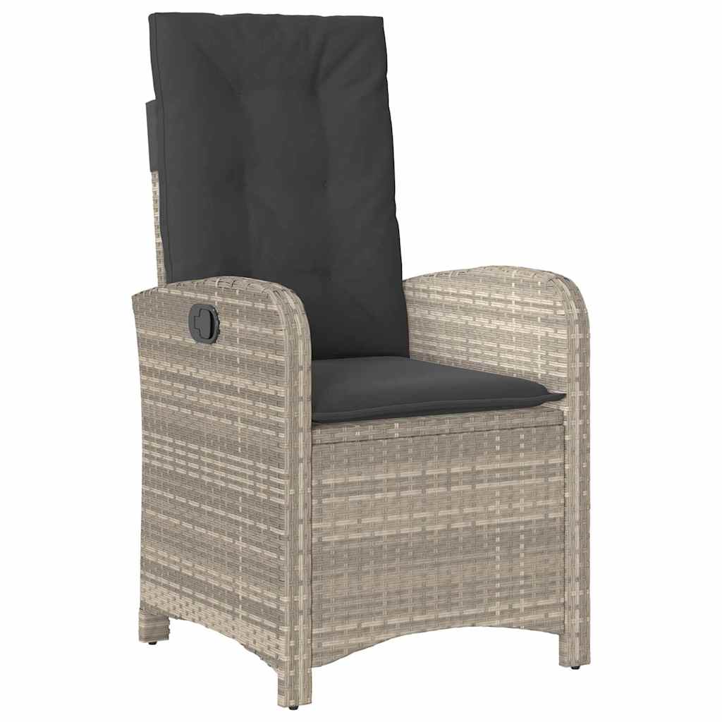 Tuin eettafelset met kussen 3 pcs Lichtgrijs poly rattan