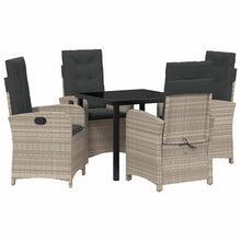 Tuin eettafelset met kussen 5 pcs Lichtgrijs poly rattan