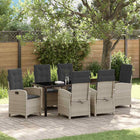 Garden dining set with cushion 7 pcs Light grey poly rattan