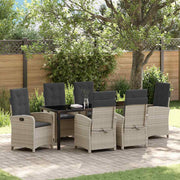 Tuin eettafelset poly rattan lichtgrijs 7-delig