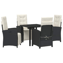 Tuin eettafelset met kussen 5 pcs Zwart poly rattan