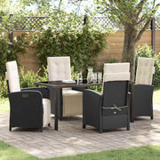 Eettafelset tuin poly rattan zwart 160x80x73 cm