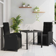 Tuin eettafelset poly rattan zwart 2 personen