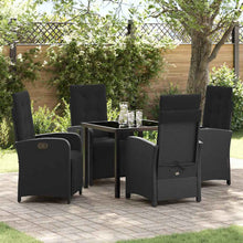 Tuin eettafelset met kussen 5 pcs Zwart poly rattan