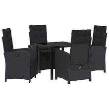 Tuin eettafelset met kussen 5 pcs Zwart poly rattan