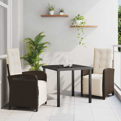 Tuin eettafelset met kussen 3 pcs Bruin poly rattan