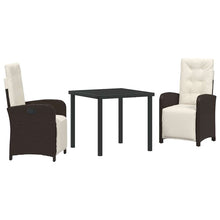 Tuin eettafelset met kussen 3 pcs Bruin poly rattan