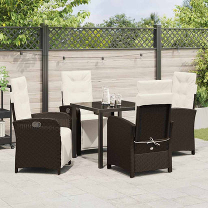 Tuin eettafelset met kussen 5 pcs Bruin poly rattan