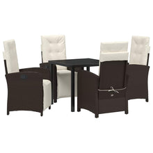 Tuin eettafelset met kussen 5 pcs Bruin poly rattan