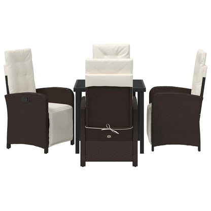 Tuin eettafelset met kussen 5 pcs Bruin poly rattan