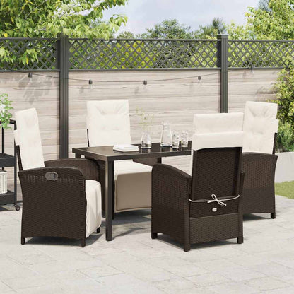 Tuin eettafelset met kussen 5 pcs Bruin poly rattan