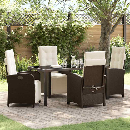 Tuin eettafelset met kussen 5 pcs Bruin poly rattan