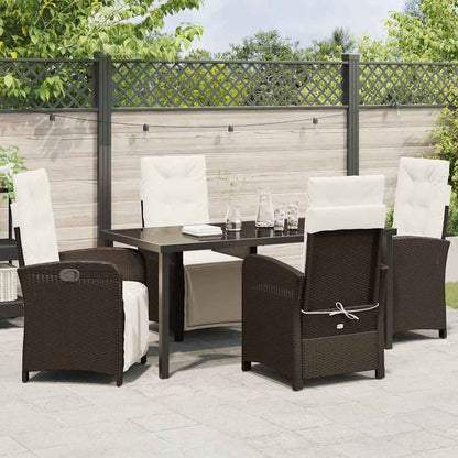 Tuin eettafelset met kussen 5 pcs Bruin poly rattan