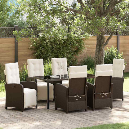 Tuin eettafelset met kussen 7 pcs Bruin poly rattan