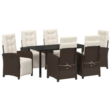 Tuin eettafelset met kussen 7 pcs Bruin poly rattan
