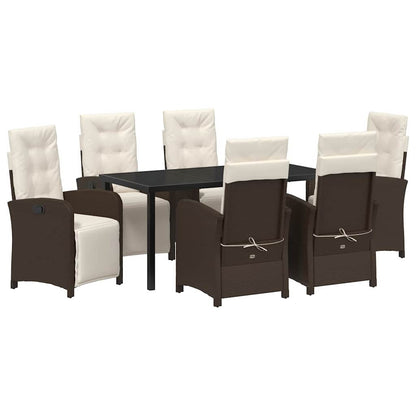Tuin eettafelset met kussen 7 pcs Bruin poly rattan
