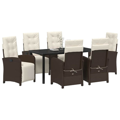 Tuin eettafelset met kussen 7 pcs Bruin poly rattan