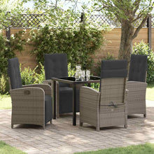 Tuin eettafelset met kussen 5 pcs Grijs poly rattan