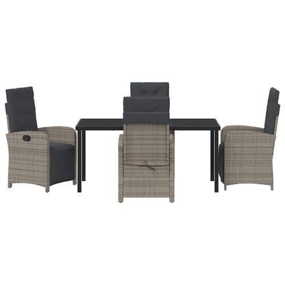Tuin eettafelset met kussen 5 pcs Grijs poly rattan