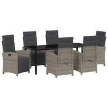 Tuin eettafelset met kussen 7 pcs Grijs poly rattan