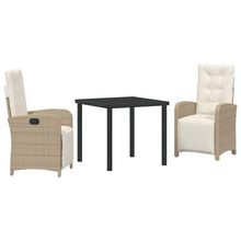 Tuin eettafelset met kussen 3 pcs Beige poly rattan