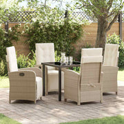 Garden Dining Set with Cushion 5 pcs Beige Poly Rattan
