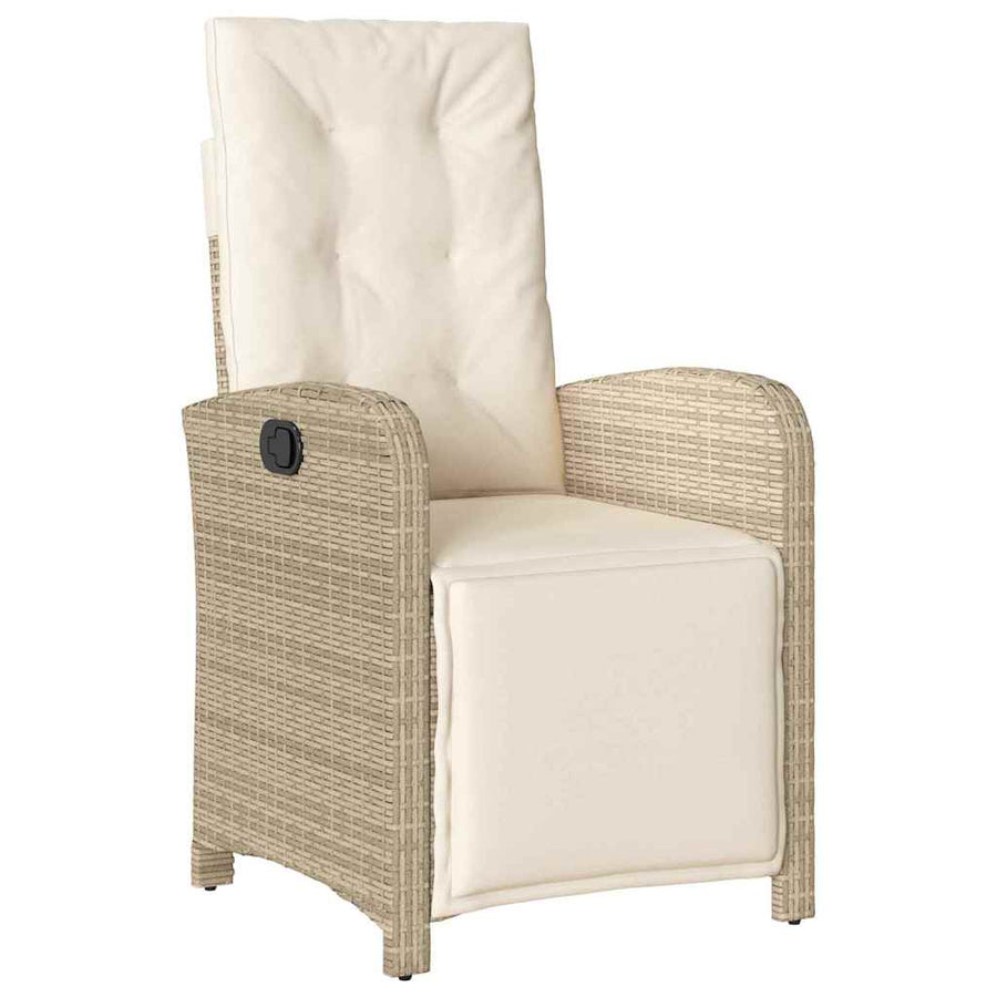 Tuin eettafelset met kussen 5 pcs Beige poly rattan