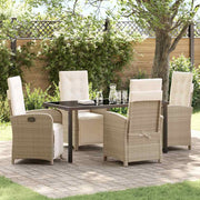 Eettafelset poly rattan beige 4 personen