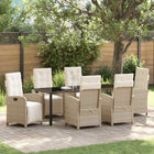 Garden Dining Set with Cushion 7 pcs Beige Poly Rattan