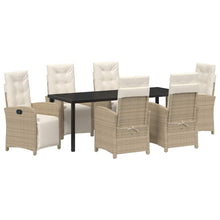 Tuin eettafelset met kussen 7 pcs Beige poly rattan