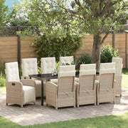 Tuin eettafelset poly rattan beige 8 personen