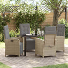 Tuin eettafelset poly rattan beige 5-delig