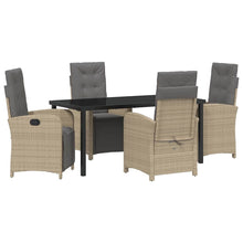 Tuin eettafelset met kussen 5 pcs Beige poly rattan