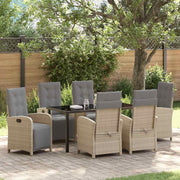 Tuin eettafelset poly rattan beige 7-delig