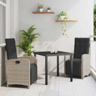 Garden dining set with cushions 3 pcs Light gray poly rattan