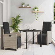 Tuin eettafelset poly rattan lichtgrijs 2 persoons