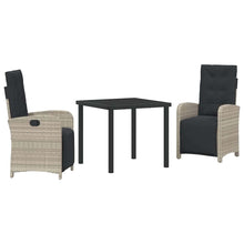 Tuin eettafelset met kussen 3 pcs Lichtgrijs poly rattan