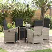Eettafelset tuin poly rattan lichtgrijs 4 personen