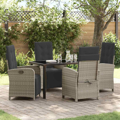 Tuin eettafelset met kussen 5 pcs Lichtgrijs poly rattan