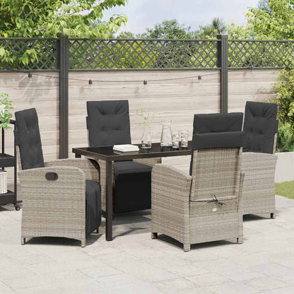 Tuin eettafelset met kussen 5 pcs Lichtgrijs poly rattan