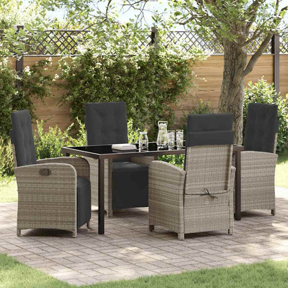 Tuin eettafelset met kussen 5 pcs Lichtgrijs poly rattan