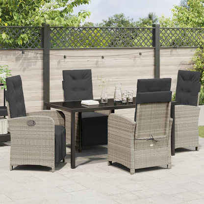 Tuin eettafelset met kussen 5 pcs Lichtgrijs poly rattan