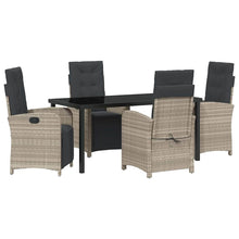 Tuin eettafelset met kussen 5 pcs Lichtgrijs poly rattan