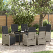 Tuin eettafelset poly rattan lichtgrijs 7-delig