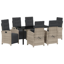 Tuin eettafelset met kussen 7 pcs Lichtgrijs poly rattan