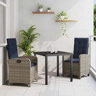 Tuinset poly rattan grijs 2 stoelen met kussens