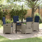 Tuinstoel poly rattan grijs met kussen