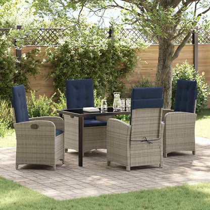 5-delige Tuinset met Kussens, Grijs Poly Rattan