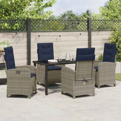 5-delige Tuinset met Kussens, Grijs Poly Rattan
